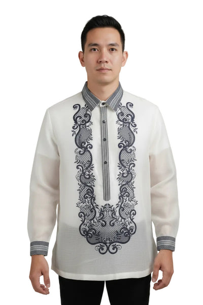 BARONG WAREHOUSE - MO37 - Organza Barong Tagalog with Lining Navy Blue