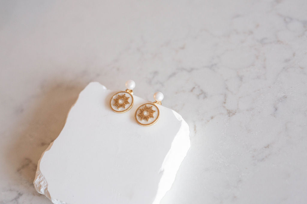 Mother of Pearl Philippine Sun Earrings