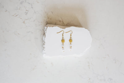 Dainty Philippine Sun and Pearl Dangle Earrings