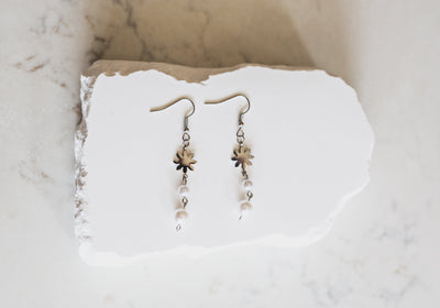 Dainty Philippine Sun and Pearl Dangle Earrings