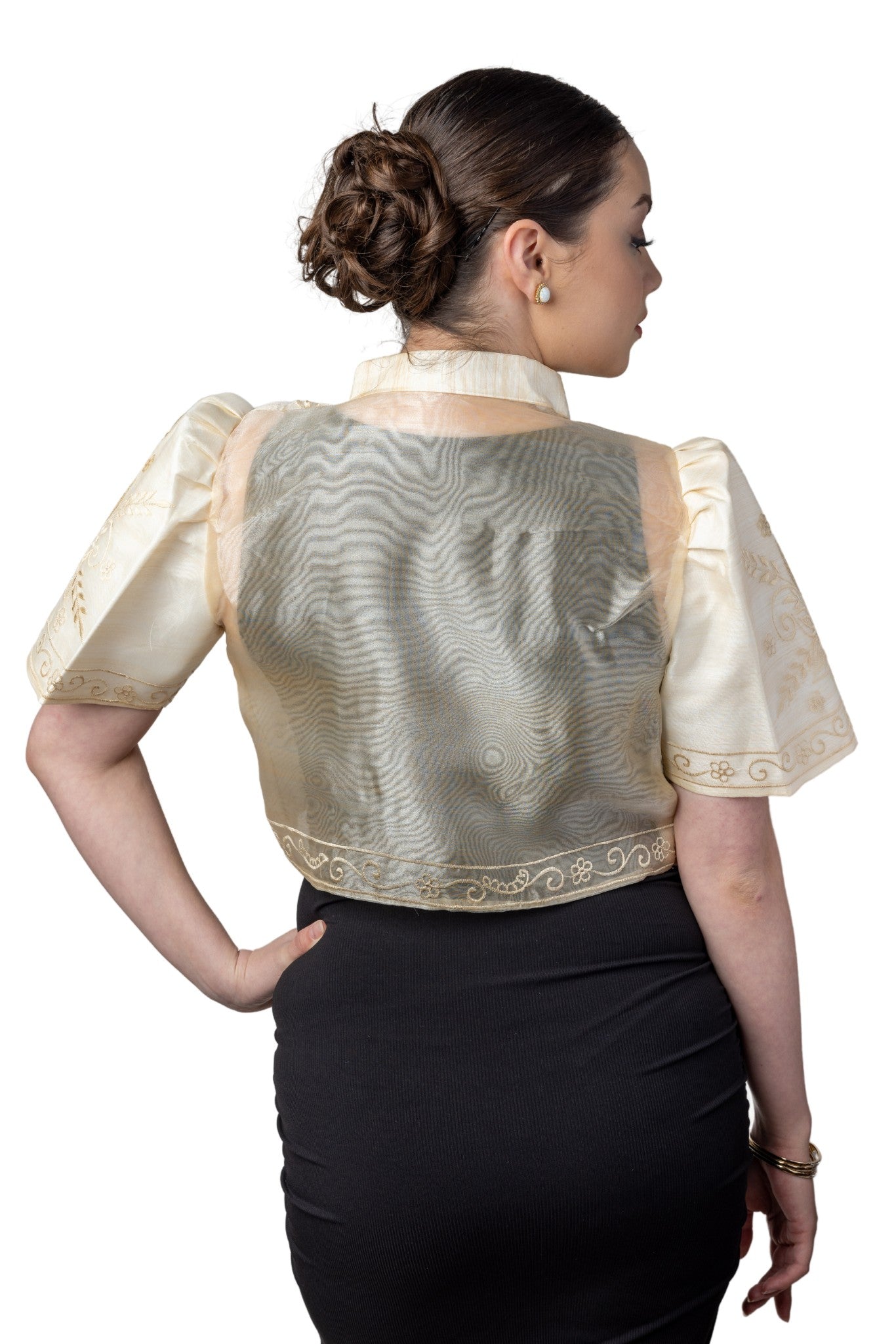 Barong Warehouse - WR15 - One-Button Bolero Beige - Filipiniana