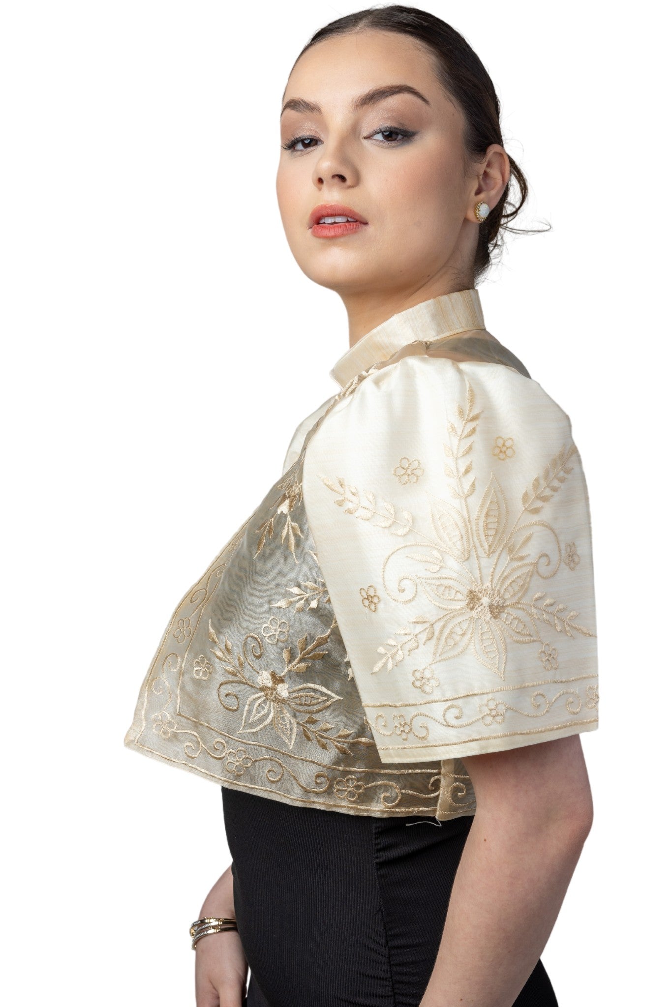 Barong Warehouse - WR15 - One-Button Bolero Beige - Filipiniana