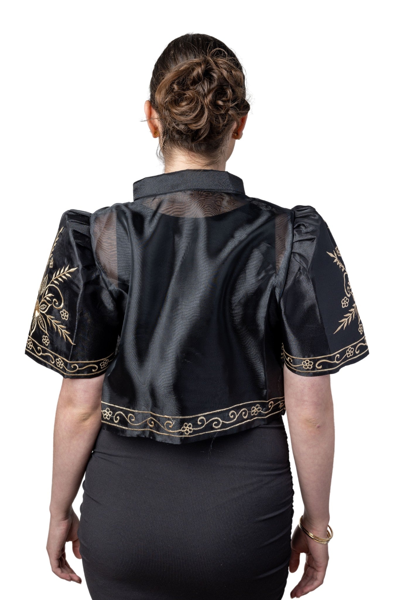 Barong Warehouse - WR16 - One-Button Bolero Black - Filipiniana