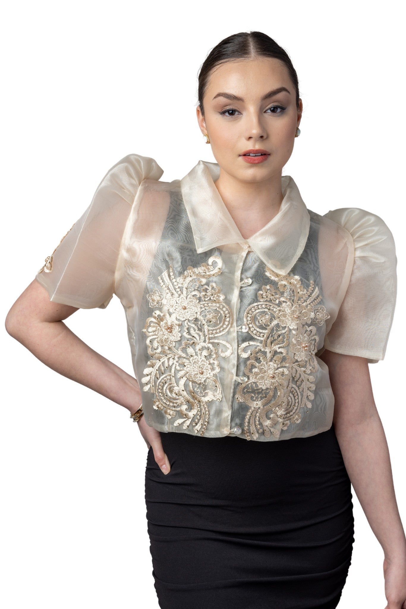 Barong Warehouse - WR17 - Full-Open Bolero Beige - Filipiniana