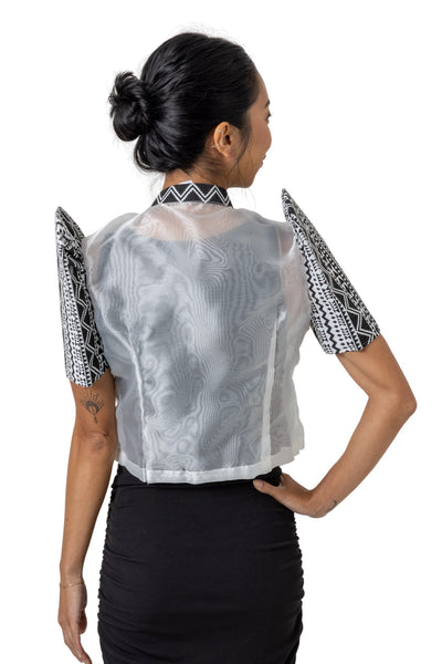 Barong Warehouse - WR18 - One-Button Bolero Ethic Black and White