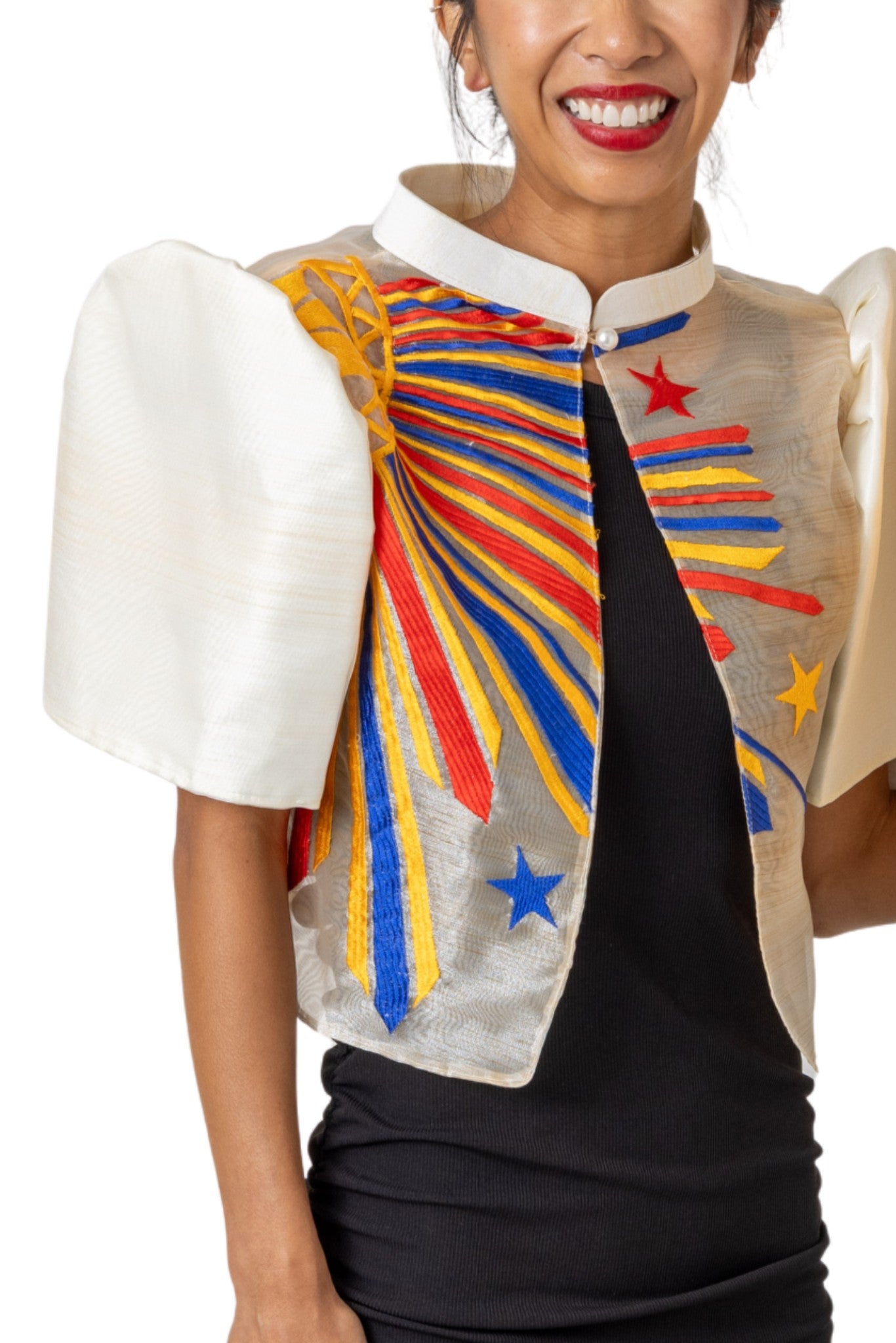 Barong Warehouse - WR21 - One-Button Bolero Filipino Flag Sun and Stars