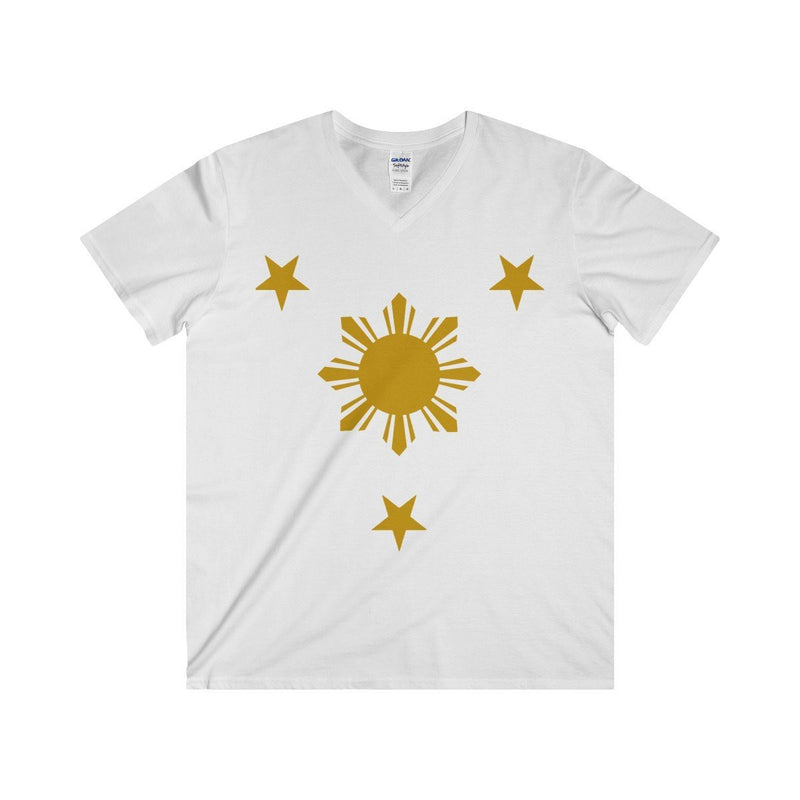Three Stars & Sun - Fitted V-Neck Tee 7 Colors Available White / S V-Neck