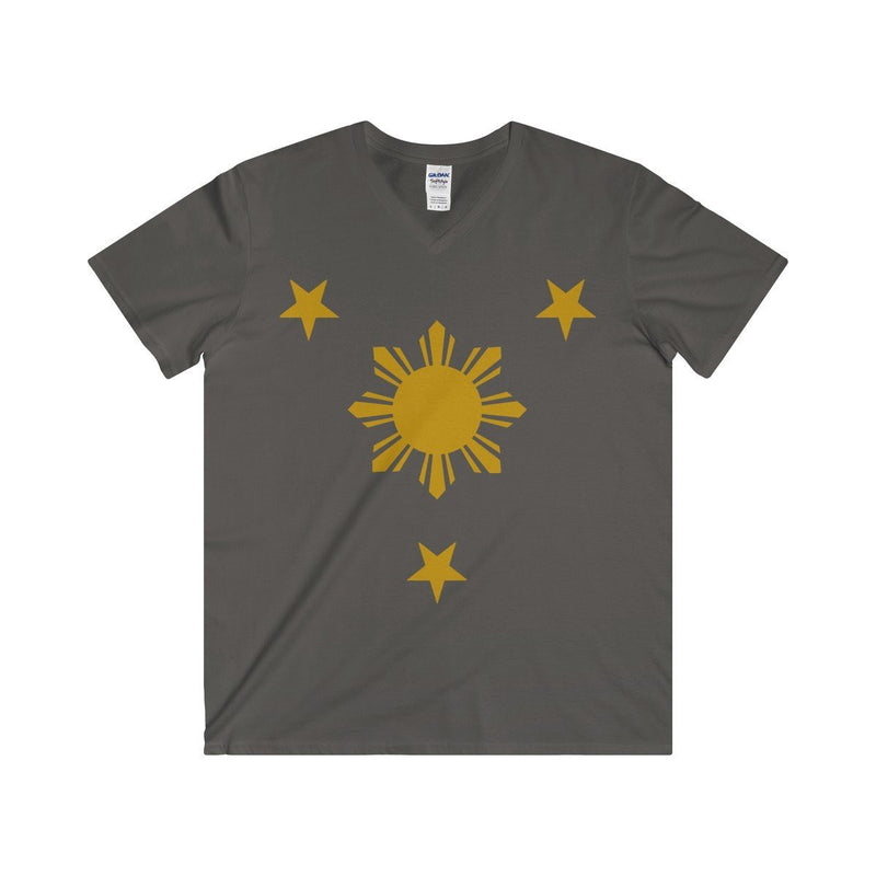 Three Stars & Sun - Fitted V-Neck Tee 7 Colors Available Charcoal / S V-Neck