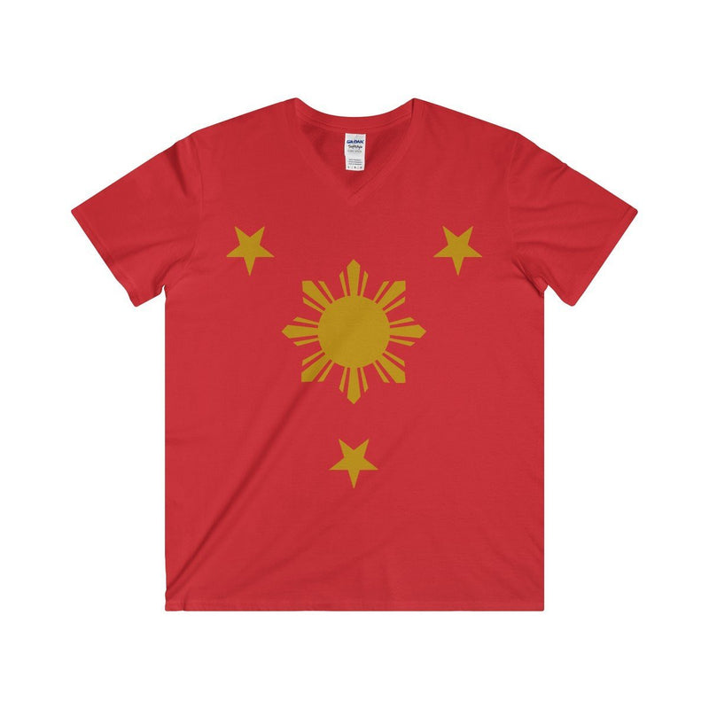 Three Stars & Sun - Fitted V-Neck Tee 7 Colors Available Red / S V-Neck