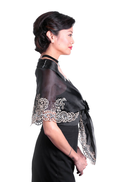 BARONG WAREHOUSE - WA22 Cutwork Alampay Black - Filipiniana