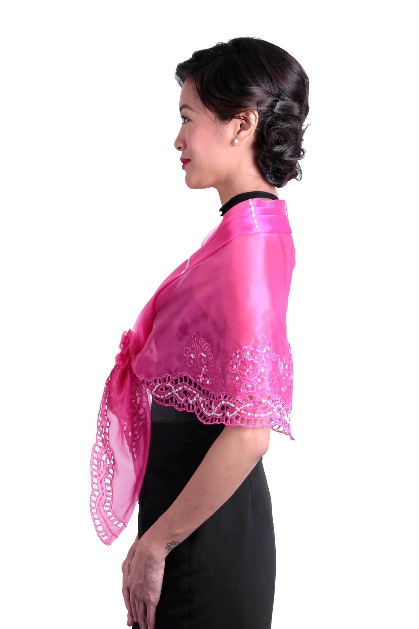 BARONG WAREHOUSE - WA16 Cutwork Alampay Fuchsia - Filipiniana