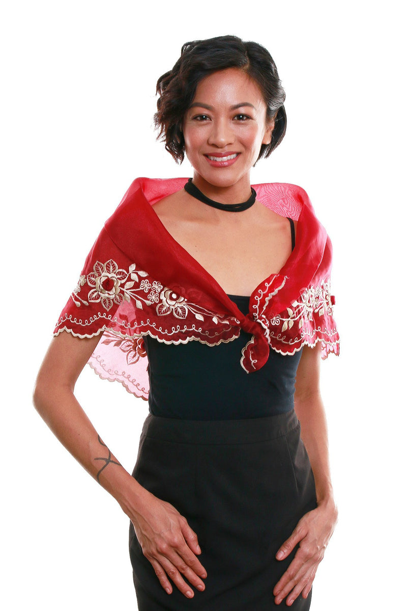 Womens Alampay Maroon 001 - Filipiniana Blouse