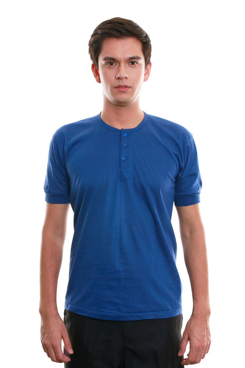 BARONG WAREHOUSE - MUS6 - Camisa de Chino - Short-Sleeve - Blue