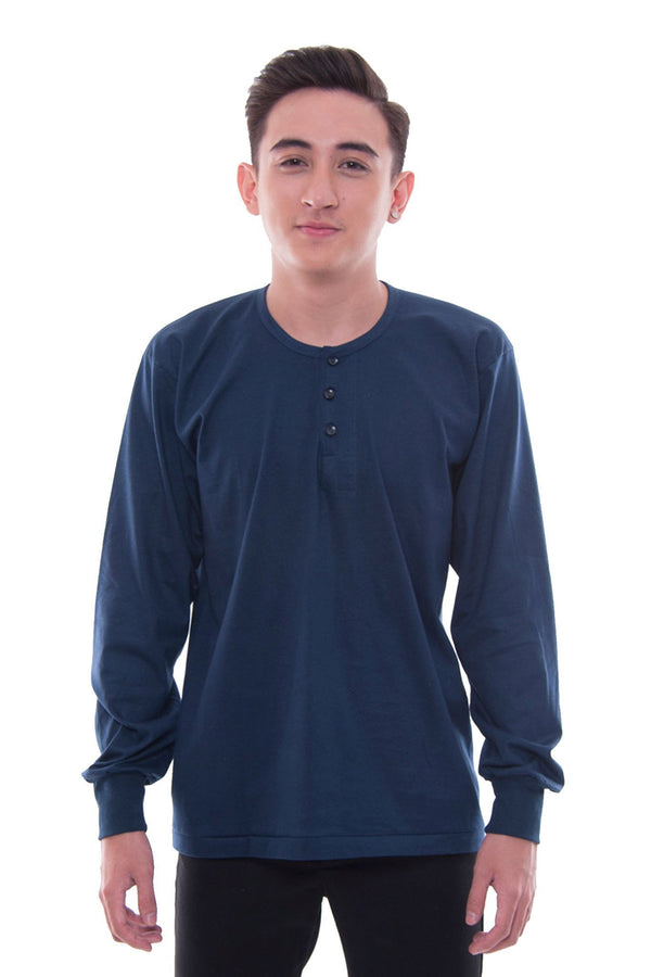 Camisa De Chino - Long-Sleeve Navy Blue Shirts