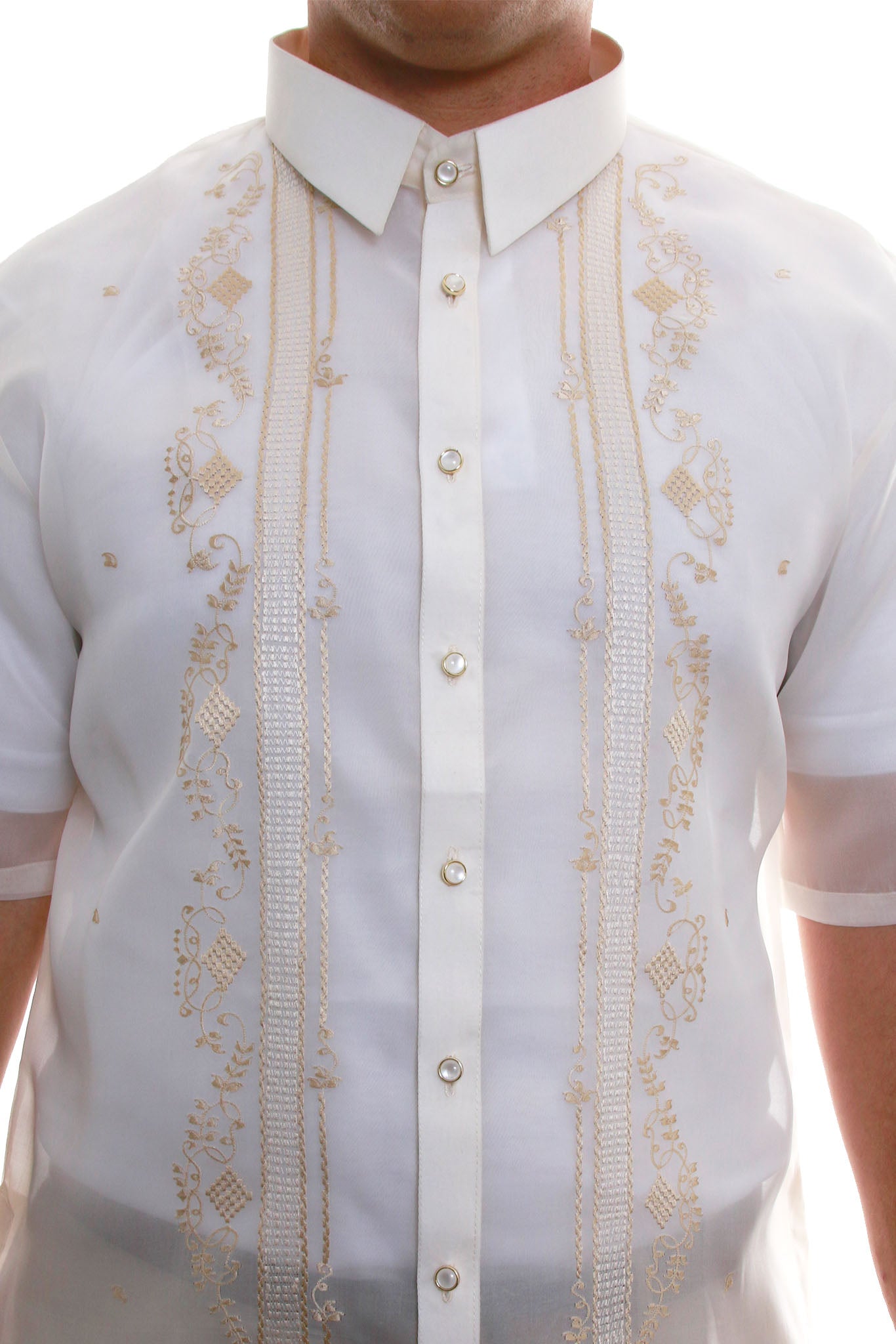 BARONG WAREHOUSE - MJ17 - Jusi Barong Tagalog Full-Open Short-Sleeve