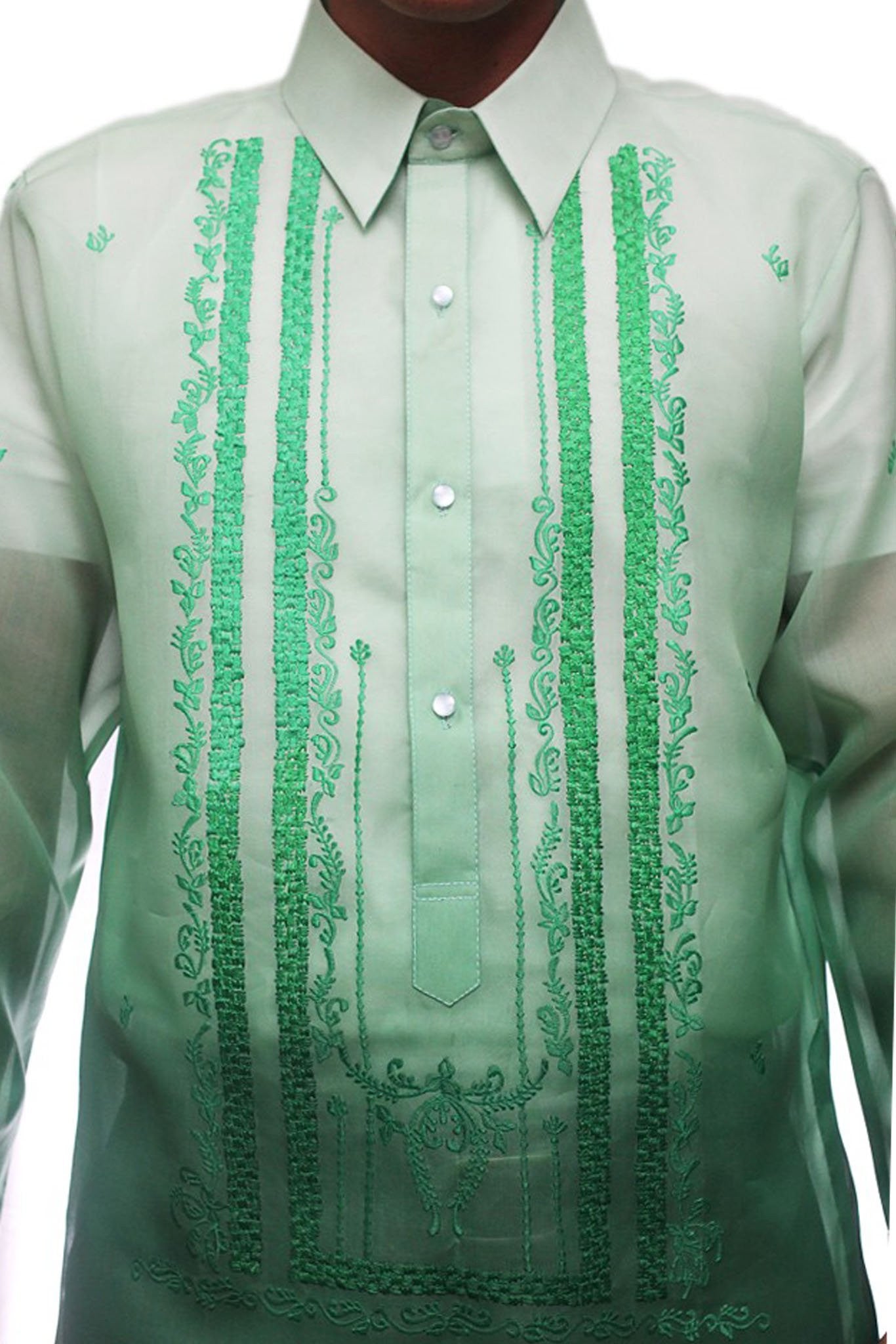 BARONG WAREHOUSE - MJ24 - Jusi Barong Tagalog Monochromatic Green