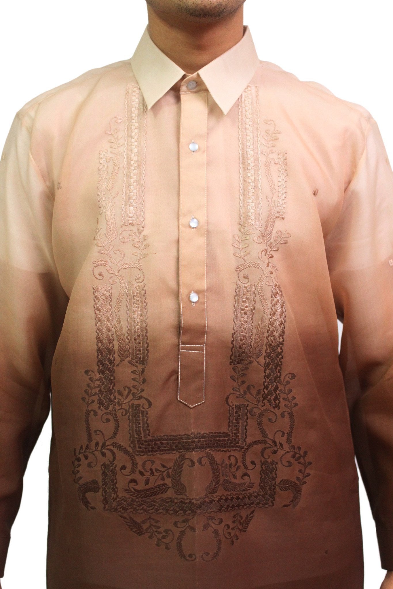 BARONG WAREHOUSE - MJ27 - MADE-TO-ORDER - Jusi Barong Tagalog Monochromatic Brown