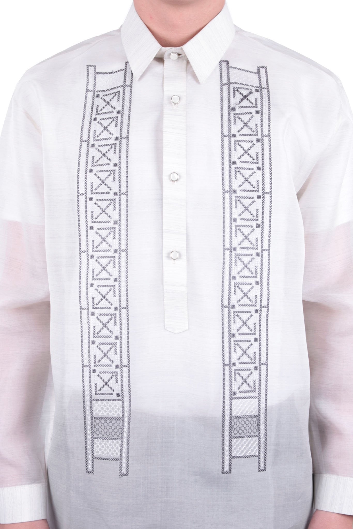 BARONG WAREHOUSE - MJ33 - MADE-TO-ORDER - Jusi Pina Barong Tagalog Ethnic Burda