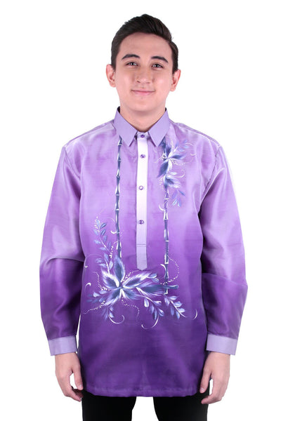 BARONG WAREHOUSE - MO27 - MADE-TO-ORDER - Organza Pina Barong Tagalog with Lining Purple