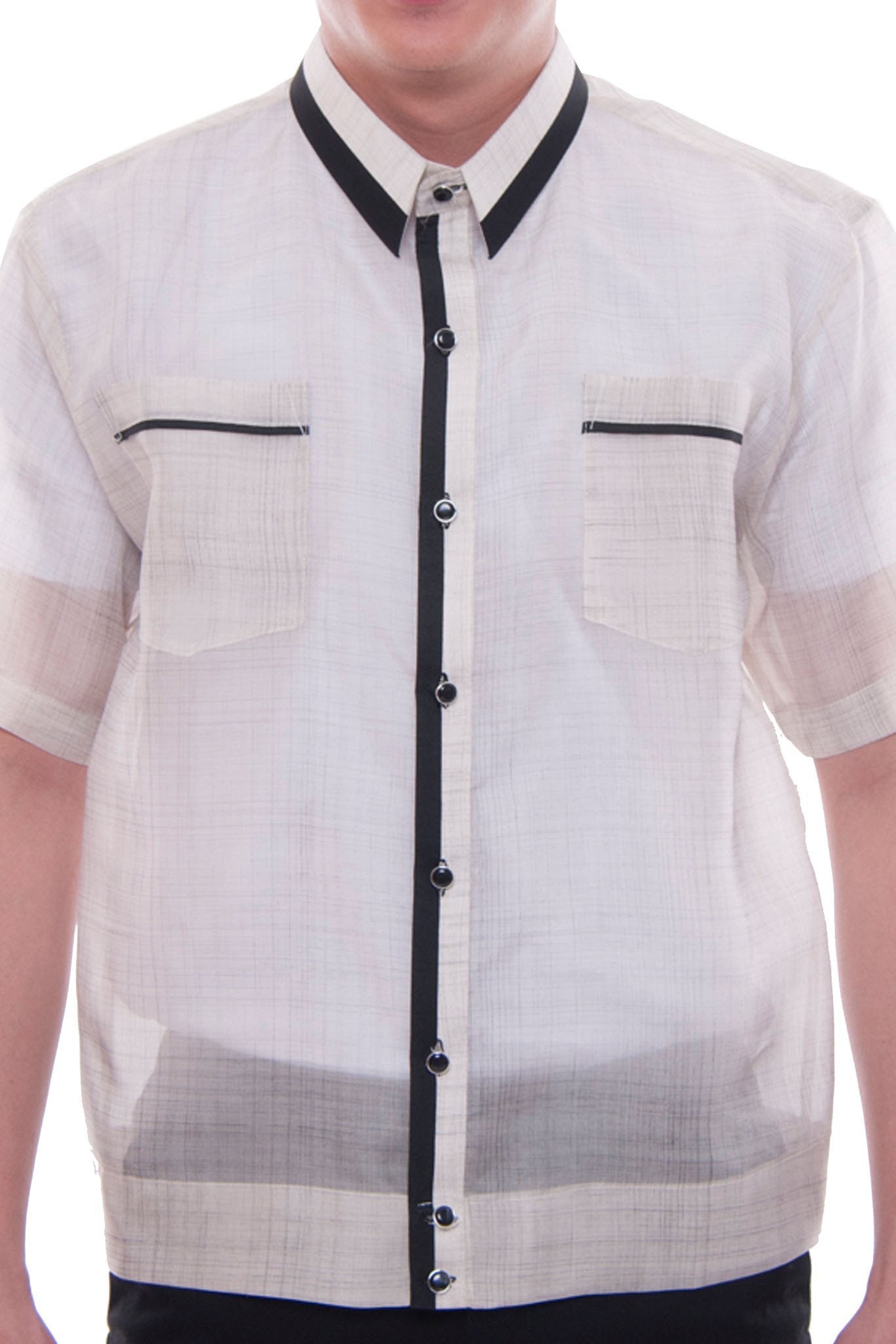 BARONG WAREHOUSE - MJ39 - MADE-TO-ORDER - Jusi Pina Barong Tagalog Polo Jack Black