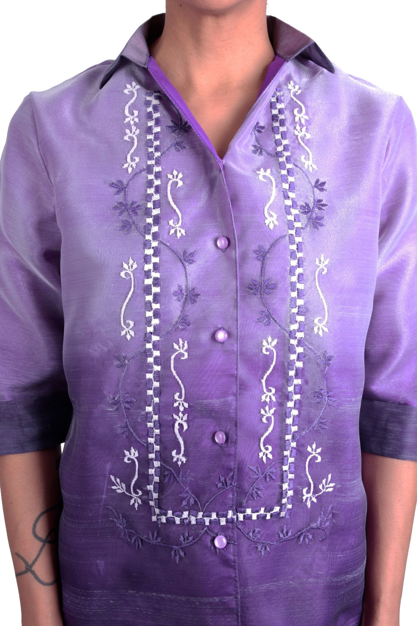 BARONG WAREHOUSE - WO08 - MADE-TO-ORDER - Women's Barong Tagalog Purple - Filipiniana