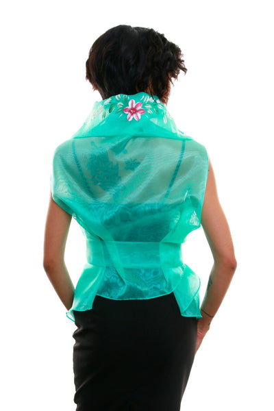 BARONG WAREHOUSE - WS14 Filipiniana Wrap-Around Mint Green with Fitting Gown Women's Set