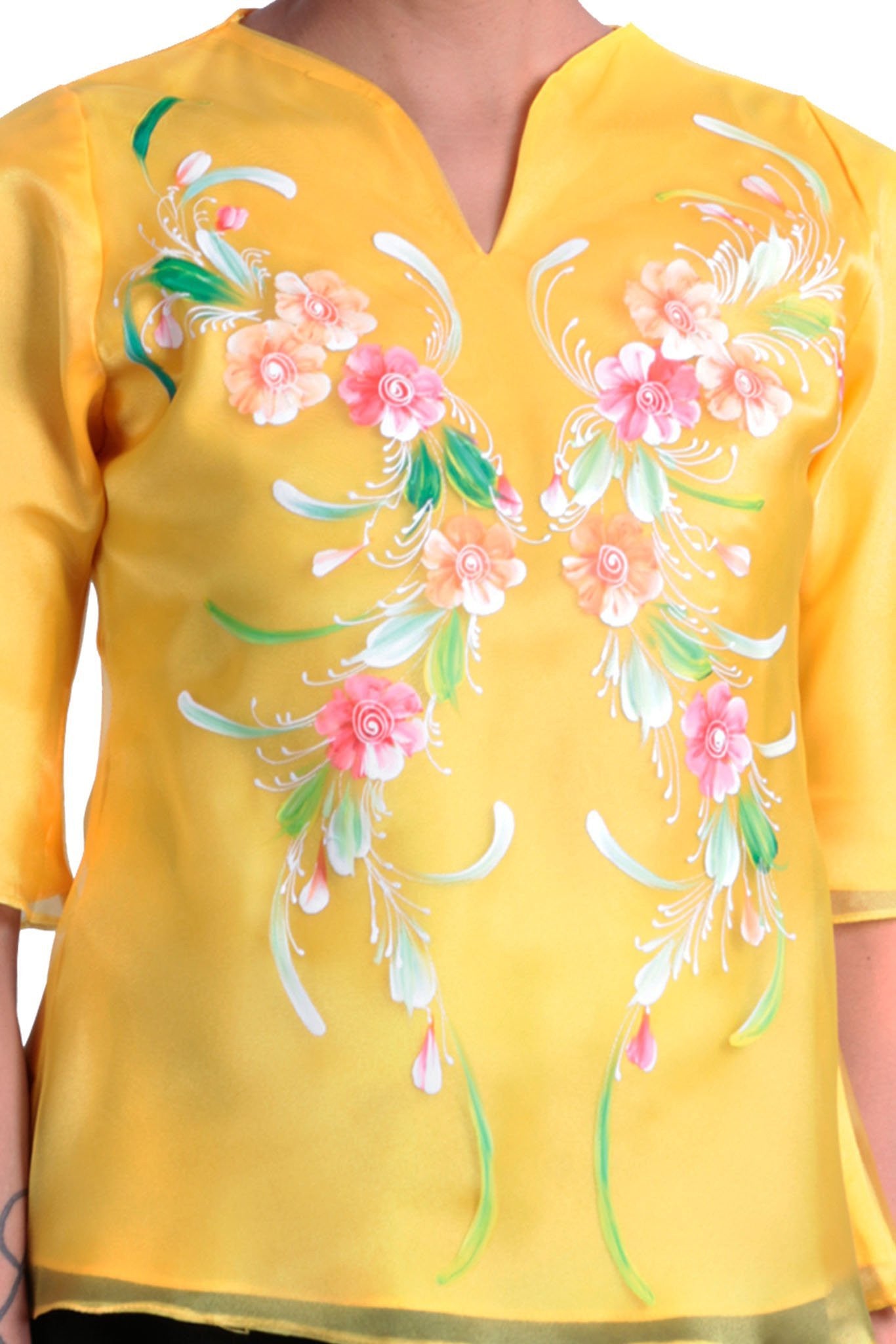 BARONG WAREHOUSE - WK12 - MADE-TO-ORDER - Painting Kimona Yellow - Filipiniana