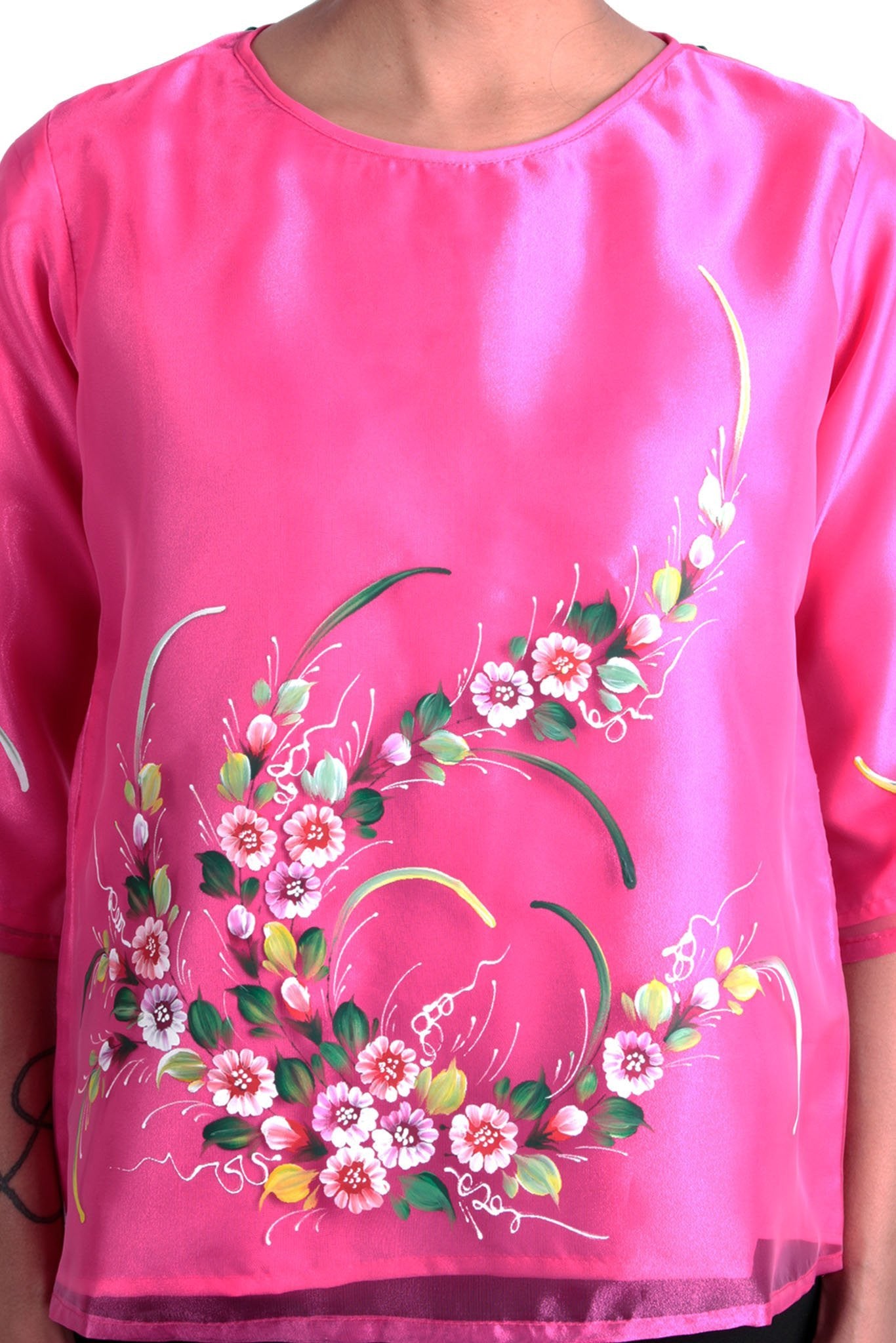 BARONG WAREHOUSE - WK17 - Round Neck Kimona Fuchsia - Filipiniana