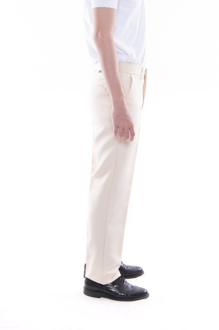 Pre-Order - Mens Regular Fit Wool Slacks Beige Pants