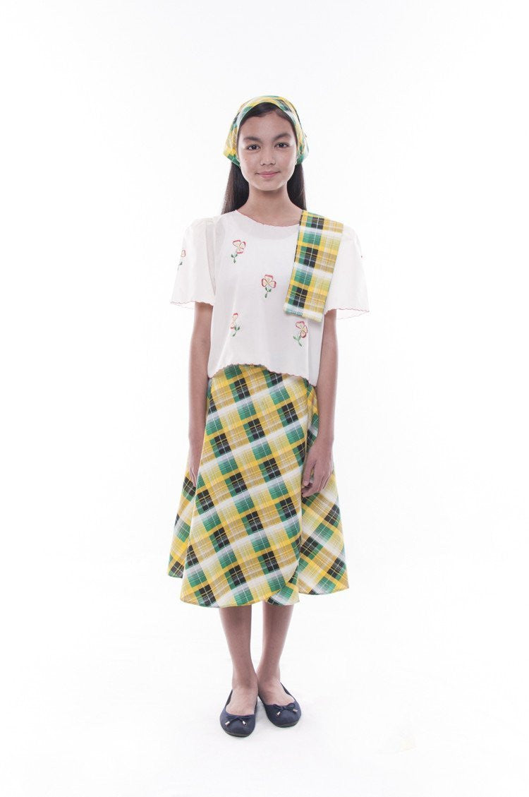 BARONG WAREHOUSE - GS06 - MADE-TO-ORDER - Girls' Baro't Saya Plaid Set 002