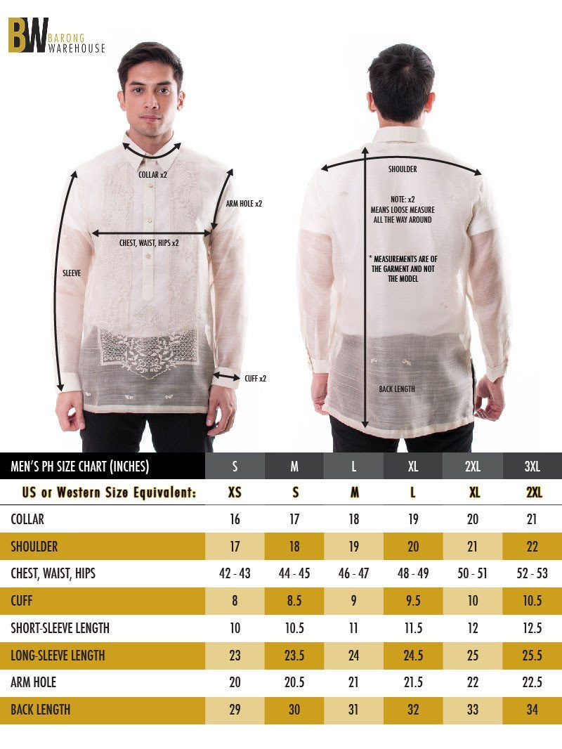 BARONG WAREHOUSE - MN01 - Gusot Mayaman White (New Lower Price for Available Sizes)