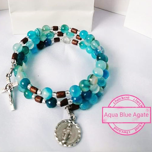 BARONG WAREHOUSE - FR04 - Rosary Bracelet Aqua Blue Agate
