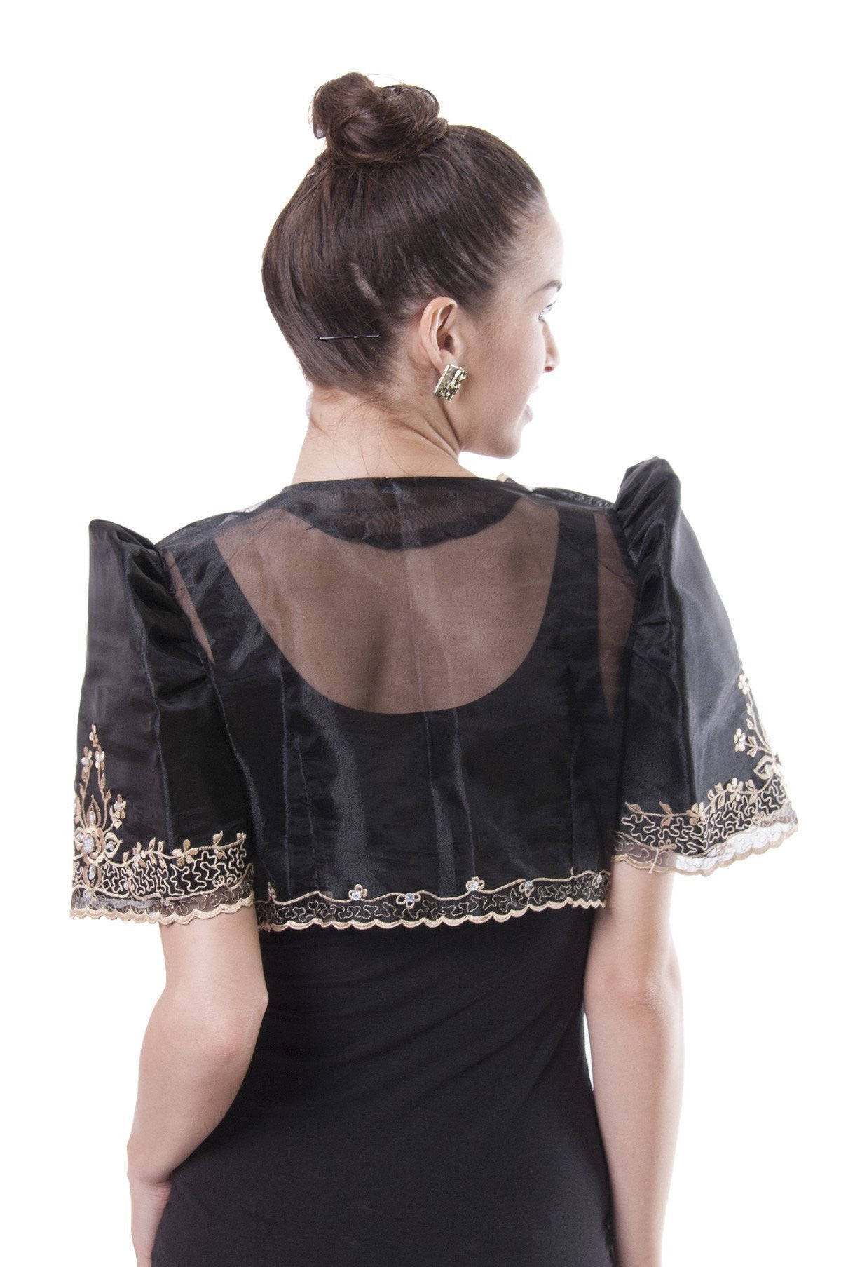 BARONG WAREHOUSE - WR12 - Mestiza Bolero Black - Filipiniana