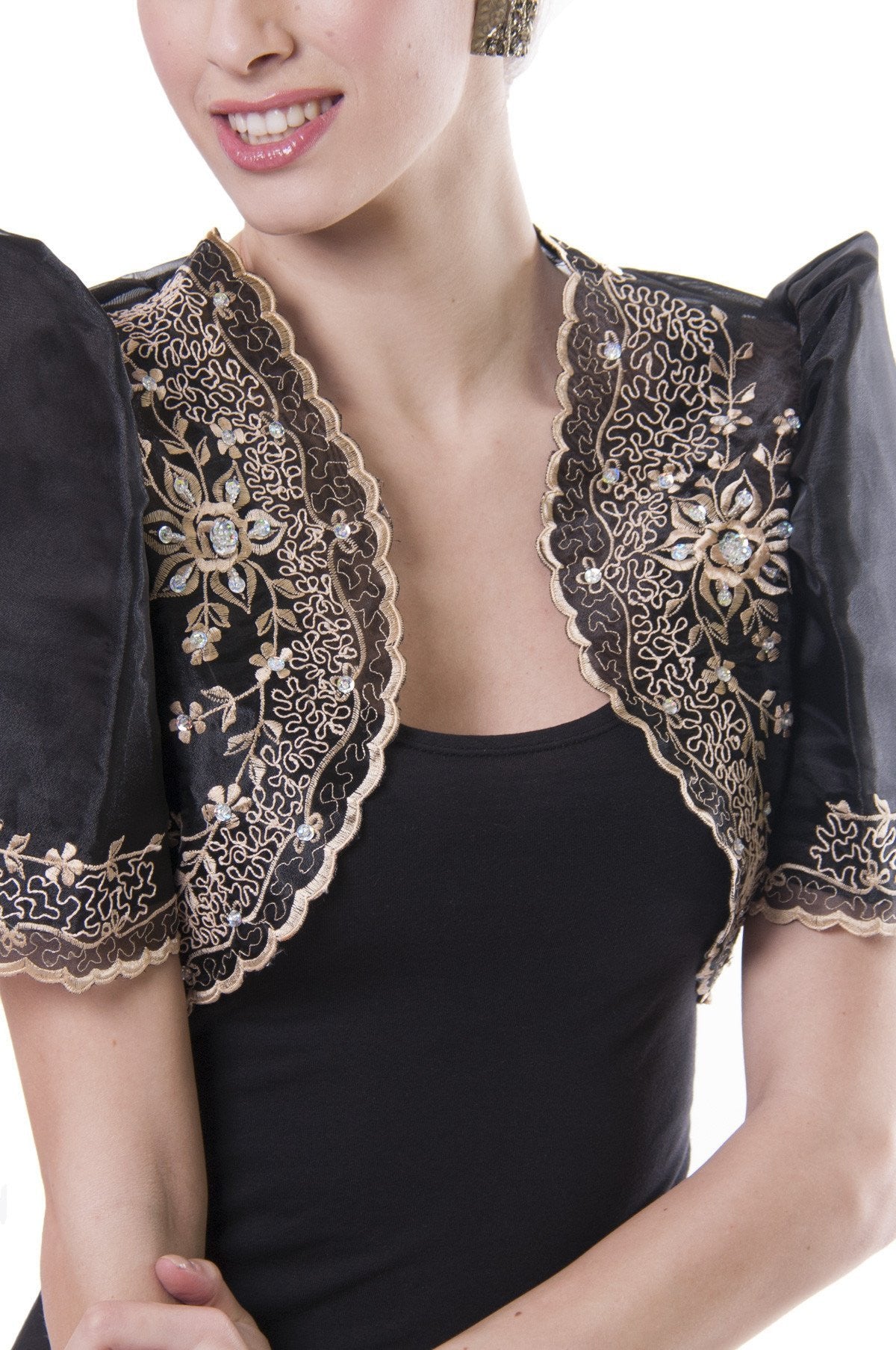 BARONG WAREHOUSE - WR12 - Mestiza Bolero Black - Filipiniana