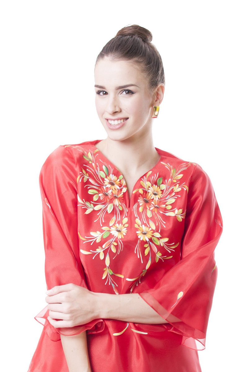 Pre-Order - Womens Kimona Painting Red 001 Filipiniana