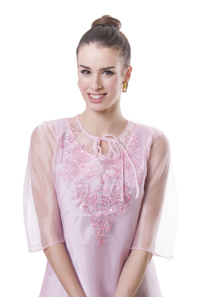 BARONG WAREHOUSE - WK07 Bow Kimona Pink - Filipiniana