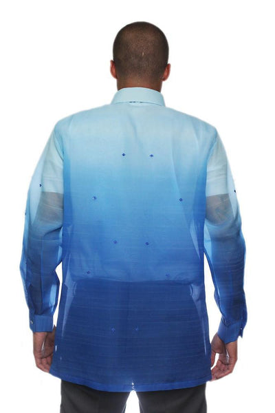 BARONG WAREHOUSE - MJ25 - MADE-TO-ORDER - Jusi Barong Tagalog Monochromatic Blue