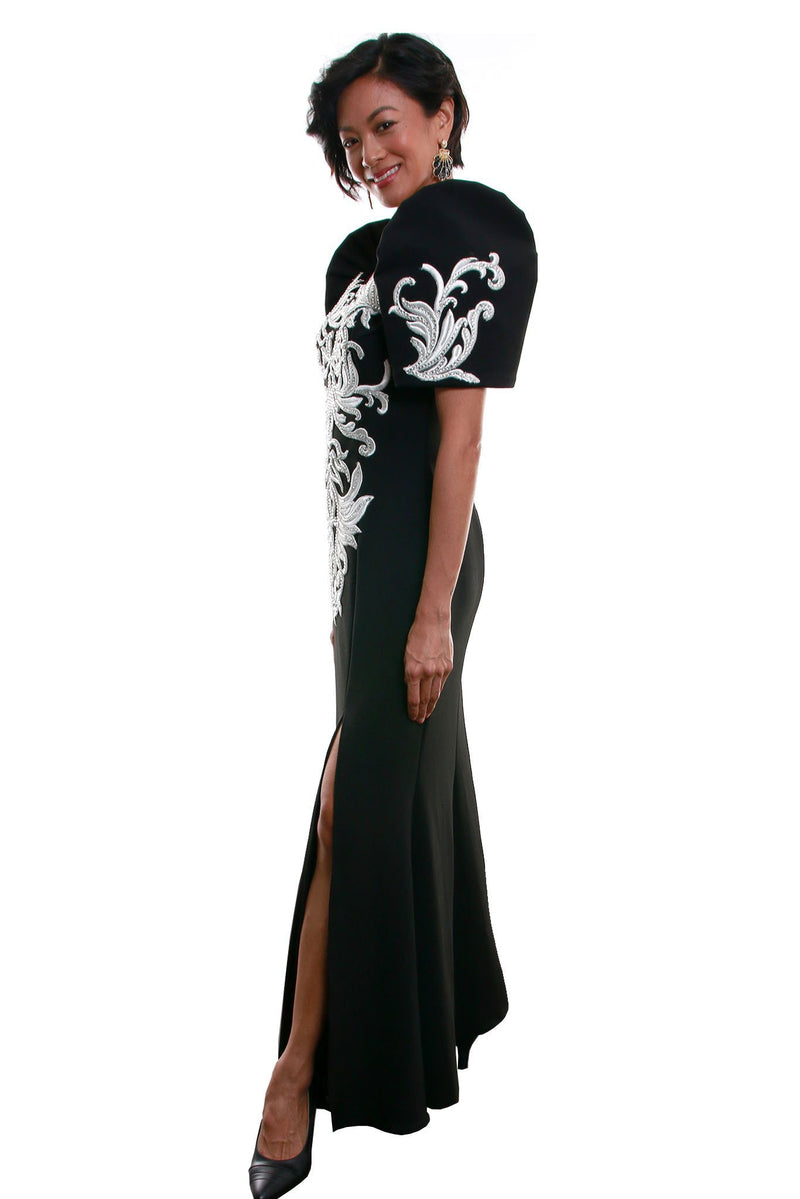BARONG WAREHOUSE - WD09 Neoprene Mestiza Gown Black Filipiniana Dress