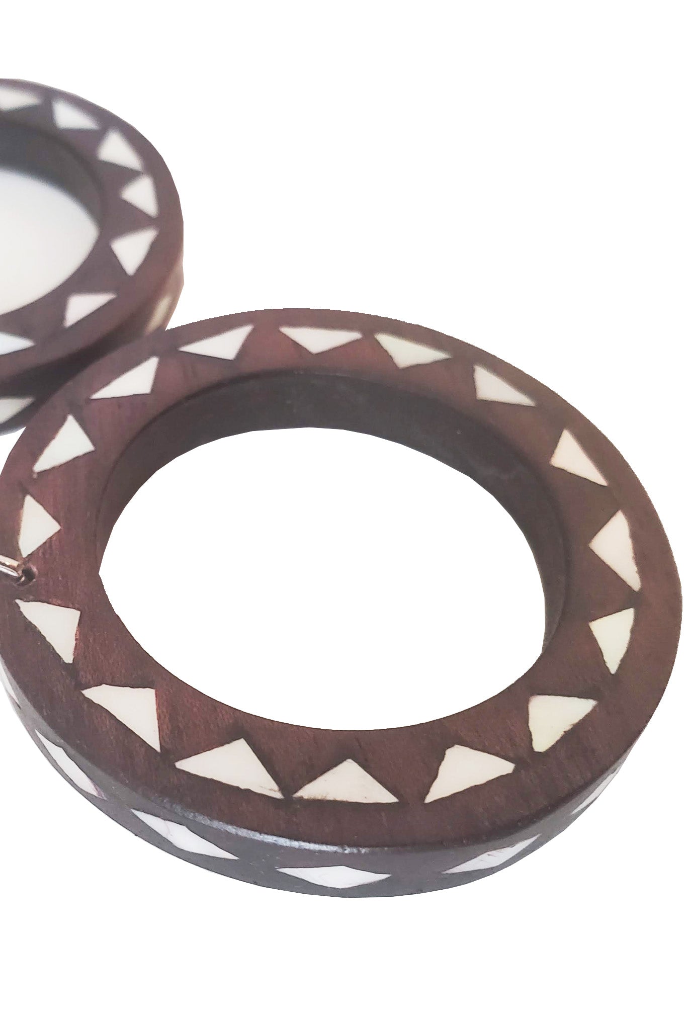 BARONG WAREHOUSE - Maranao Mother of Pearl Inlaid Wooden Hoop Earrings