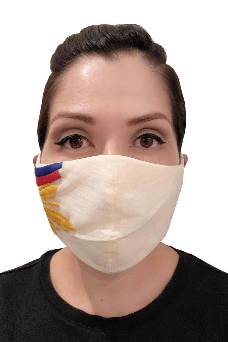 Barong Warehouse - Filipino Flag Face Mask - White with Embroidery