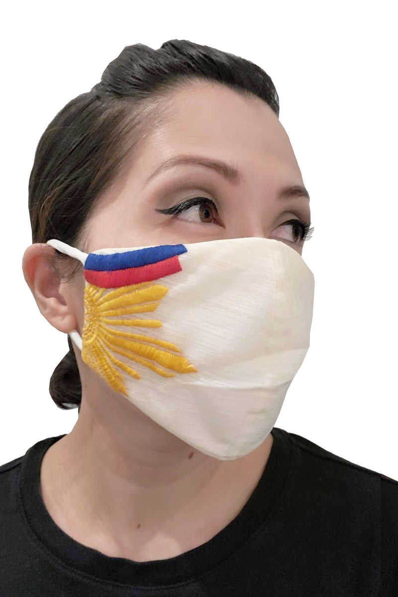 Barong Warehouse - Filipino Flag Face Mask - White with Embroidery