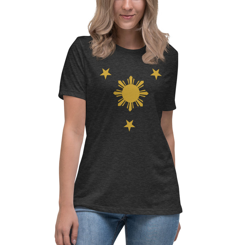 BARONG WAREHOUSE - XWT01 - Three Stars and Sun Women's Relaxed T-Shirt - 10 Colors Available