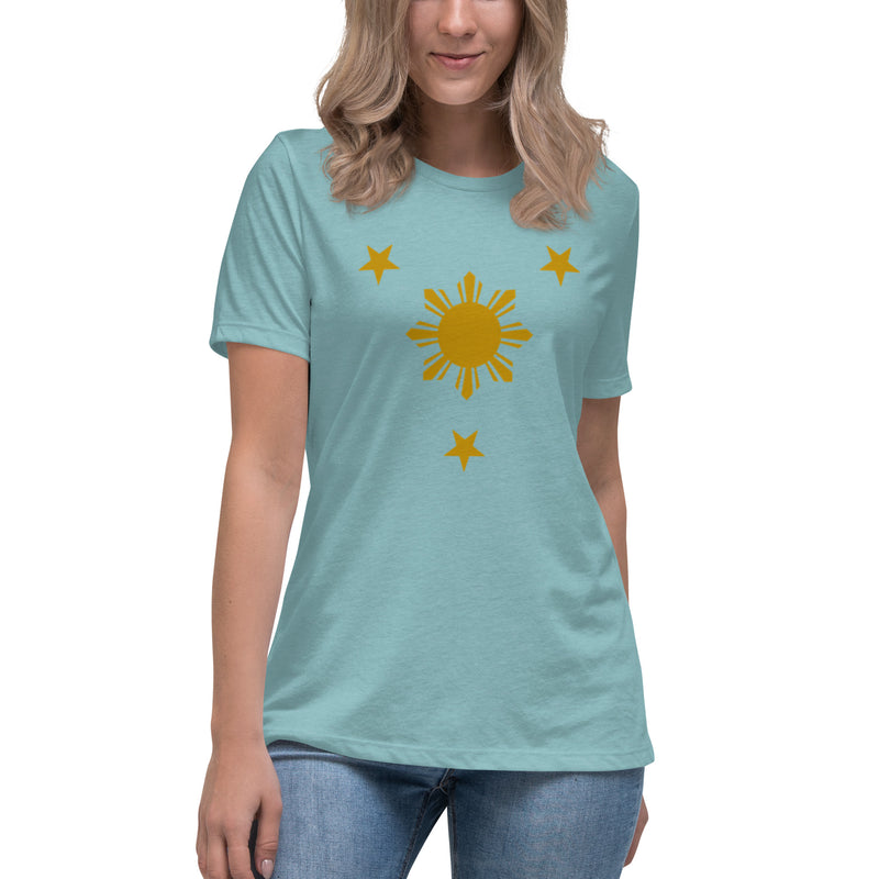 BARONG WAREHOUSE - XWT01 - Three Stars and Sun Women's Relaxed T-Shirt - 10 Colors Available